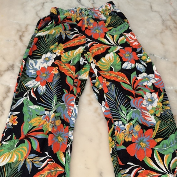 C&C California Tropical Floral Print Linen Blend Pants Sz S Multicolor Black - Picture 10 of 11